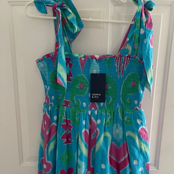 NWT Crown & Ivy Tiered Maxi Dress Ikat print - Picture 2 of 11